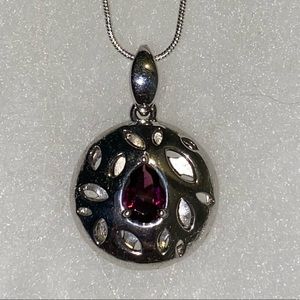 Garnet and Sterling Silver Pendant.